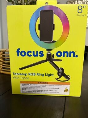 On Running Yellow Tabletop RGB Ring Light with Tripod